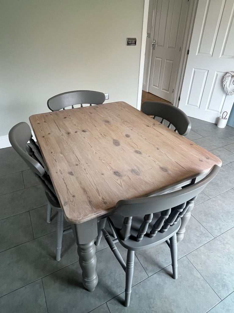 image for Grey washed table and 4 chairs