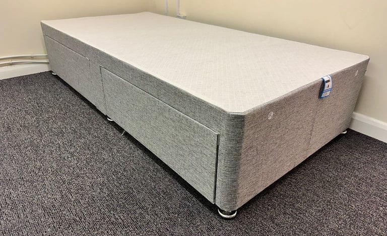 Single 3ft Divan Fabric Bed With Mattress and Storage Drawers 