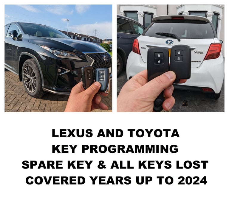 LEXUS AND TOYOTA KEY PROGRAMMING. SPARE OR ALL KEYS LOTS. COVERED UP TO 2024