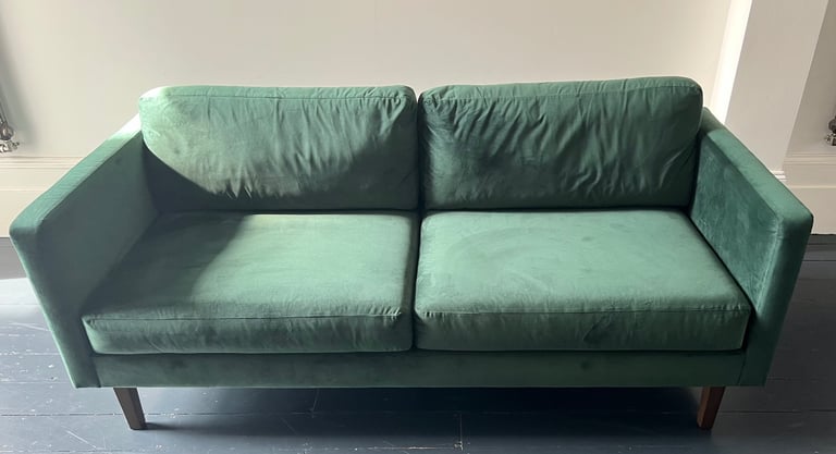 John Lewis Large 3 Seater Sofa, Dark Leg, Bottle Green Smooth Velvet