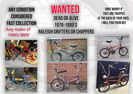 1970/80s raleigh bikes wanted for cash 