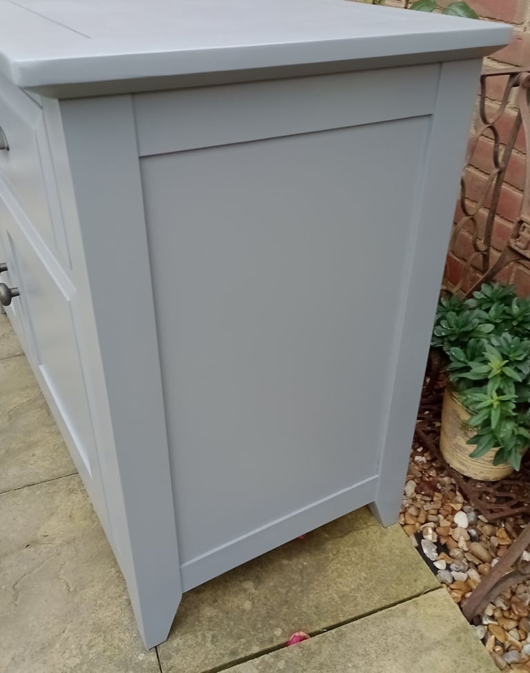 Oak Sideboard Cupboard Drawer Hamilton Grey Large Refurbished 