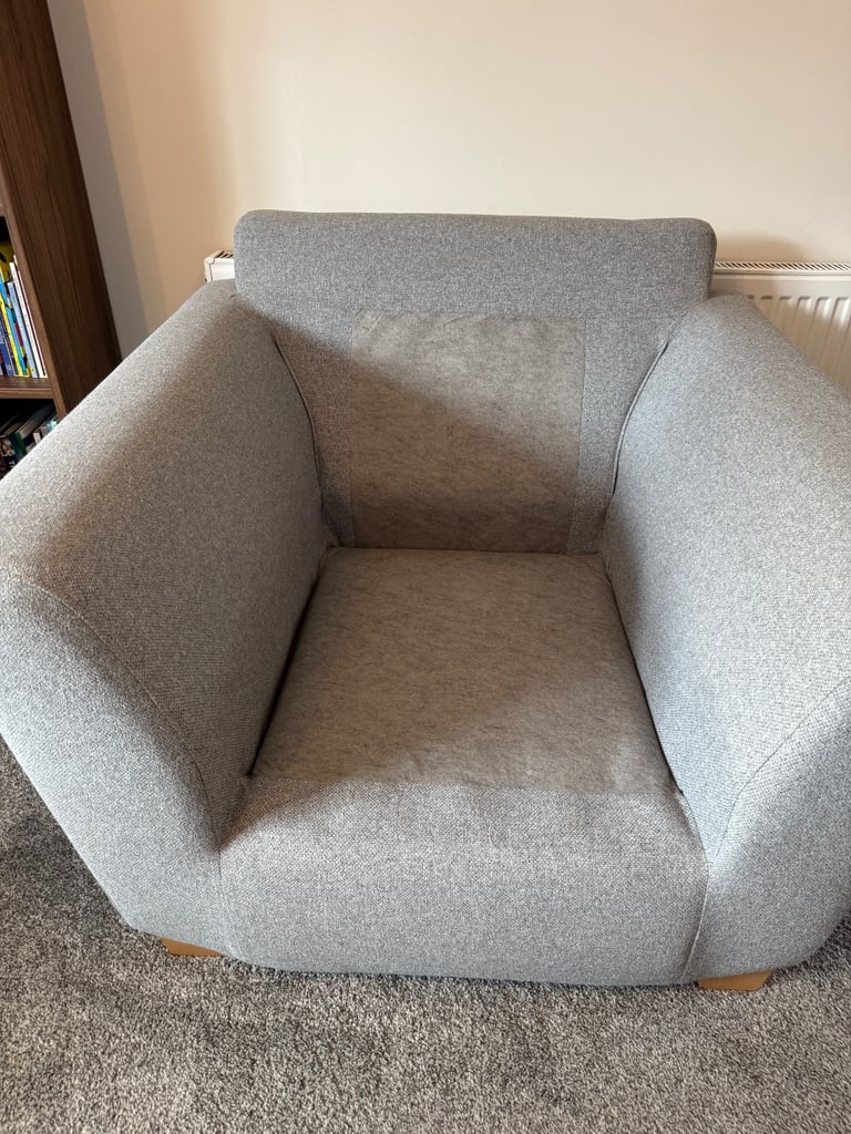 DFS Grey Sofa, Armchair and Footstool 
