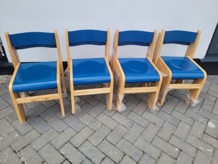 New - Tuf Class™ Wooden Chair Blue seat/wood frame For Schools