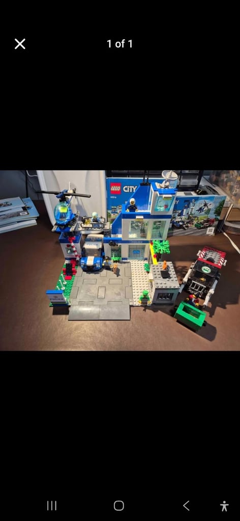 image for Lego police station with helicopter car and bin lorry 