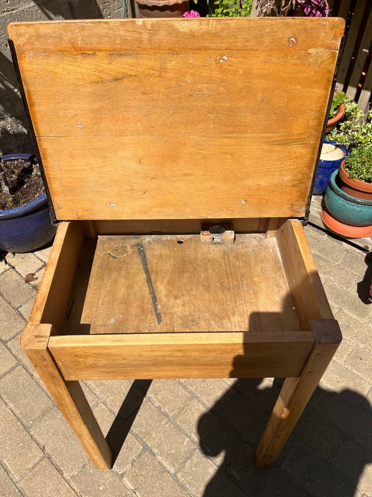 Vintage Wooden Single School Desk