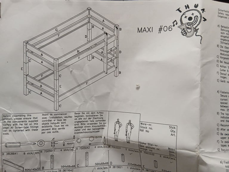 Solid Pinewood Single Bunk beds with Mattresses 