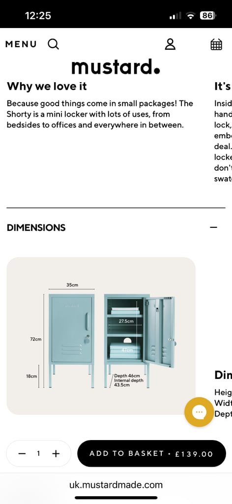 Mustard Made locker bedside table - ocean blue