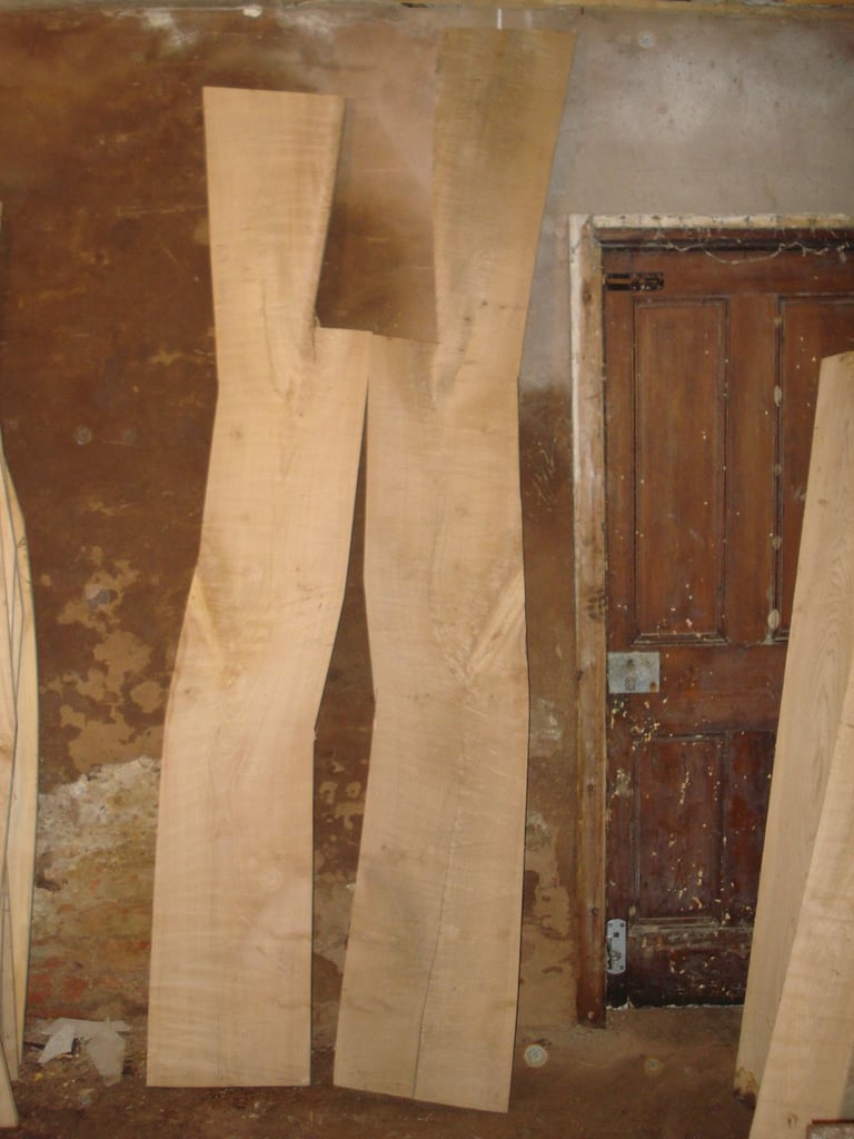 image for PAIR BOOK MATCHED LARGE AND THICK ELM BOARDS SLABS 94&quot; &100&quot; LONG BOARDS C