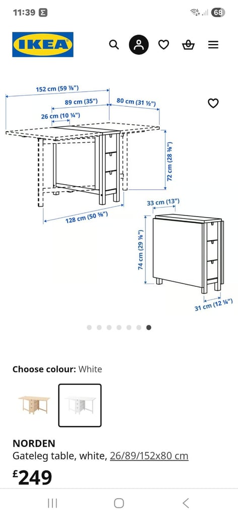 White dropleaf extending table