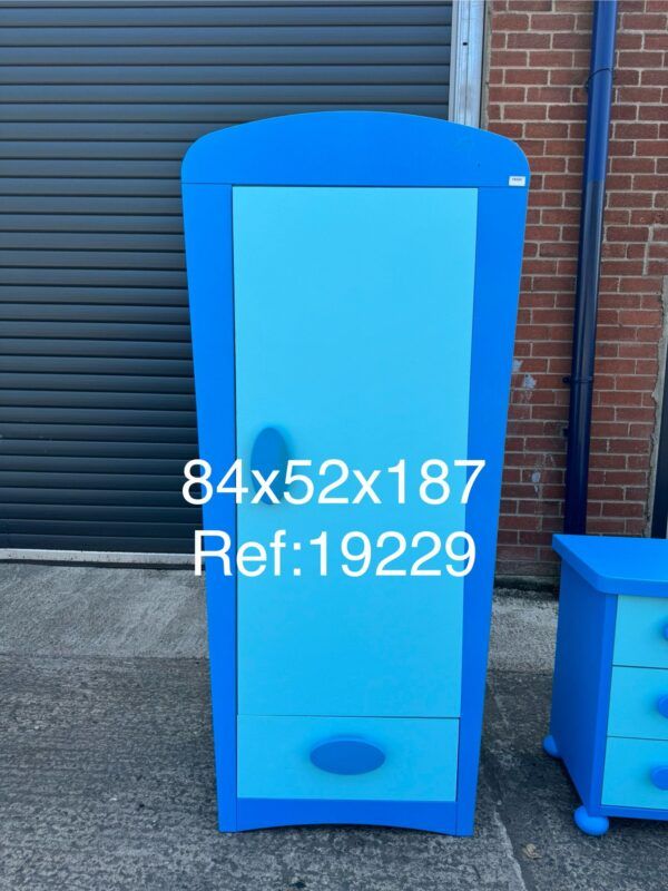 Kids blue wardrobe with double rail 84cm(w)x52cm(d)x187cm(h), Ref:19229 £85.00