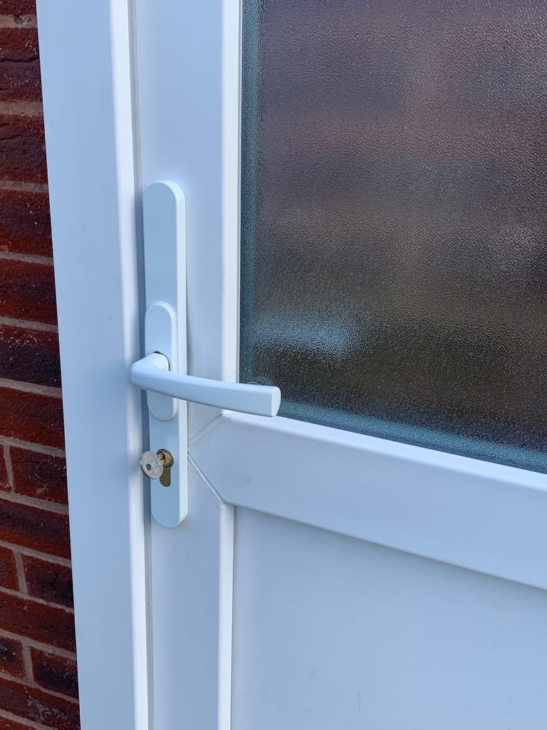 UPVC DOUBLE GLAZED BACK DOOR SIDE DOOR & KEY 92cm WIDE 204cm HIGH Can Deliver