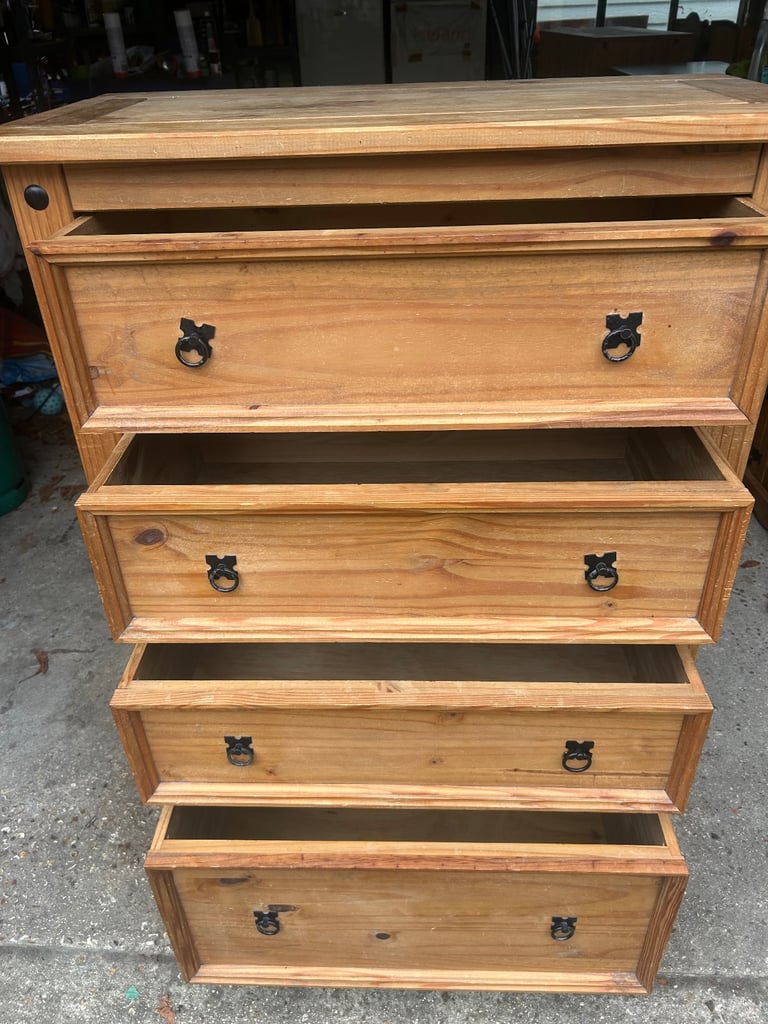 Corona solid pine large chest of drawers. Possible delivery 
