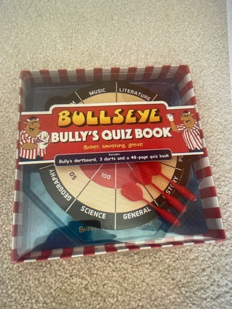 image for Bully’s Bullseye Quiz book & mini dartboard BNIB