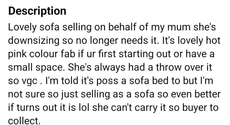 Hot pink sofa lovely space saver retro 