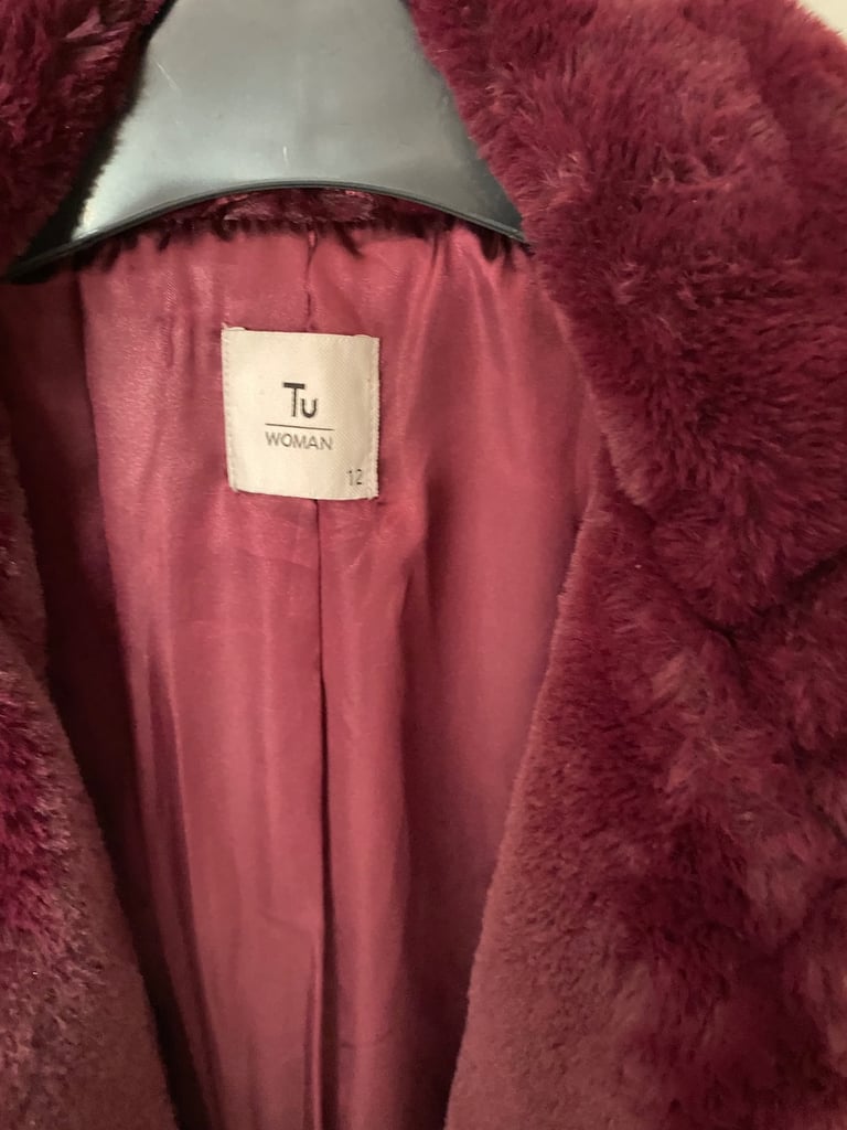 Ladies polyester furry plum jacket 