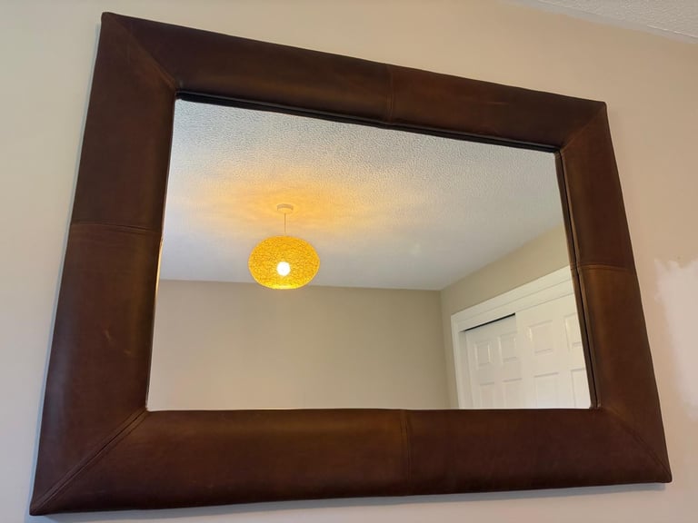 Extra Large, Brown Leather Mirror