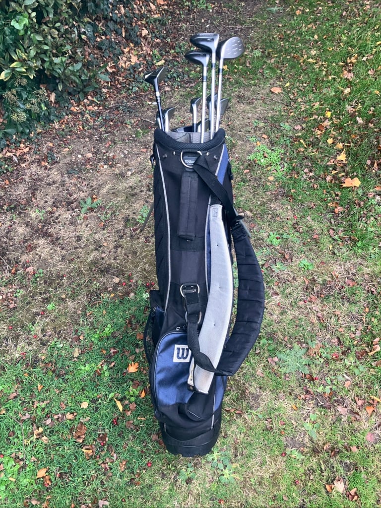 Men’s Golf Clubs Taylormade Steel Woods Mizuno Irons Trilogy Putter Stand Bag 