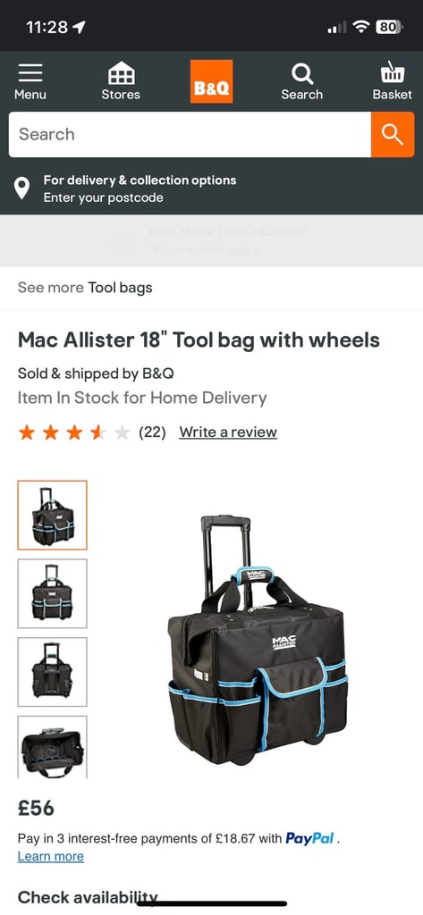 Mac allister tool bag on wheels
