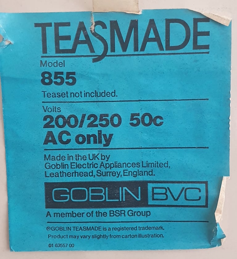 VINTAGE GOBLIN 855 TEASMADE, ORIGINAL PACKAGING, WORKING