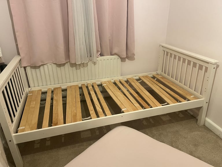 white single bed frame