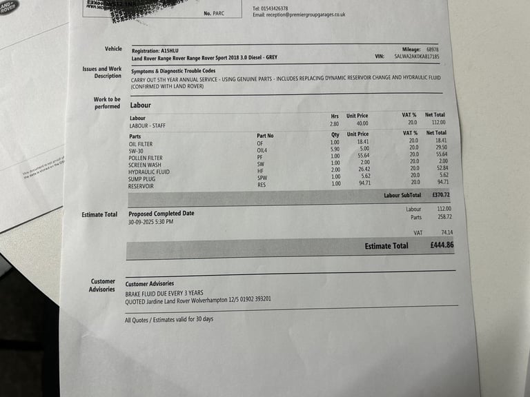 2018 Land Rover Range Rover Sport 3.0 SD V6 Autobiography Dynamic SUV 5dr Diesel Auto 4WD Euro 6 ...