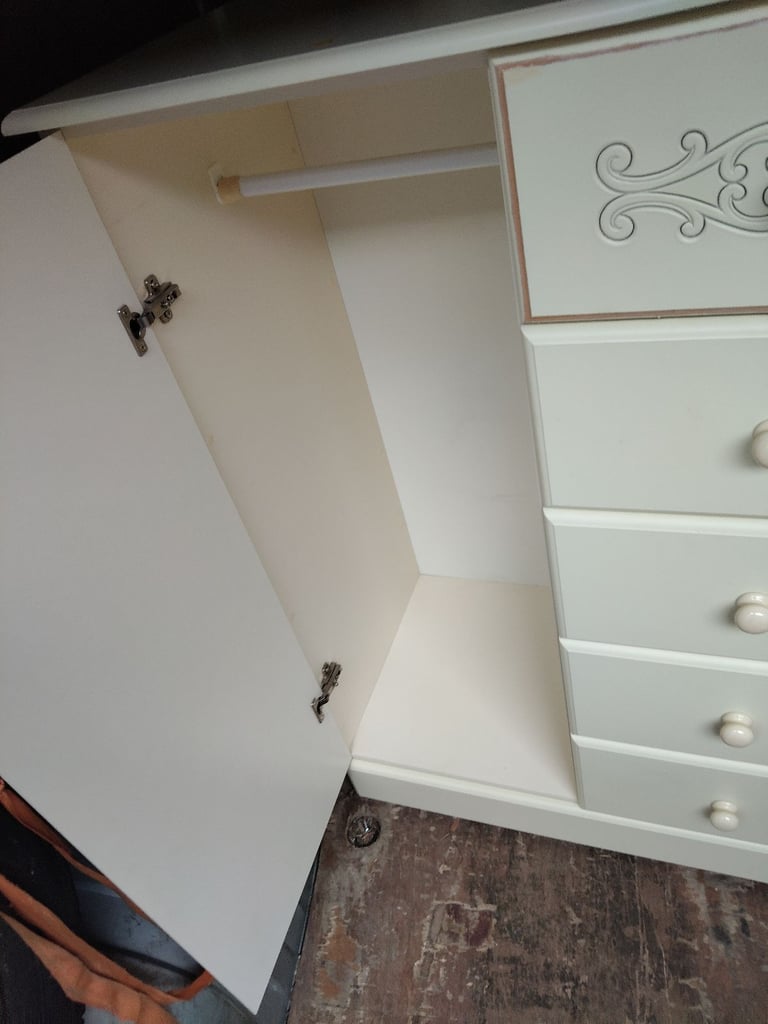 image for Cream tallboy /matching bedside cabinet