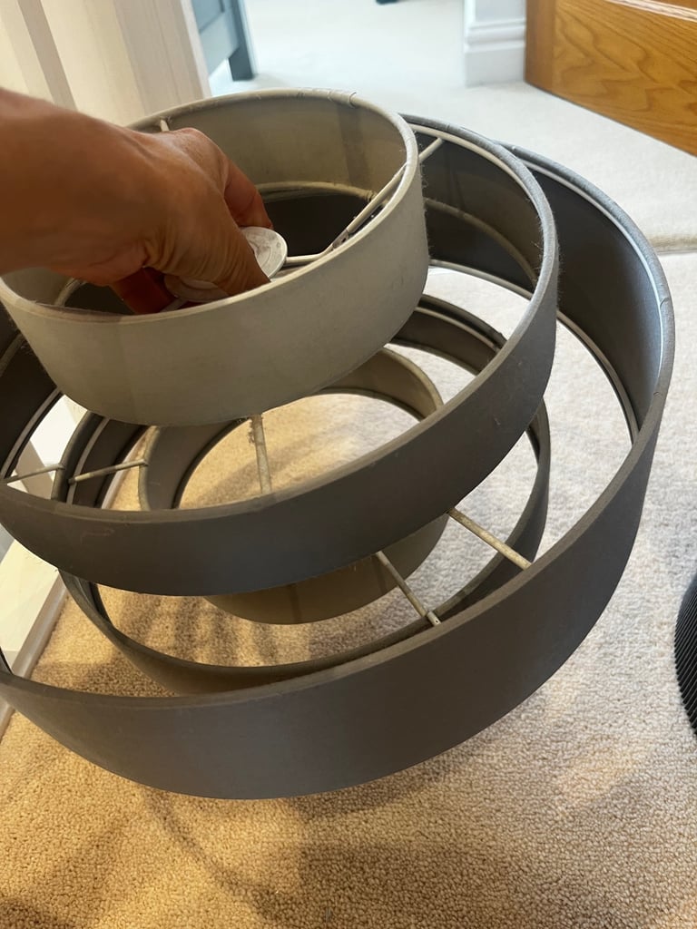 Two grey lampshades 