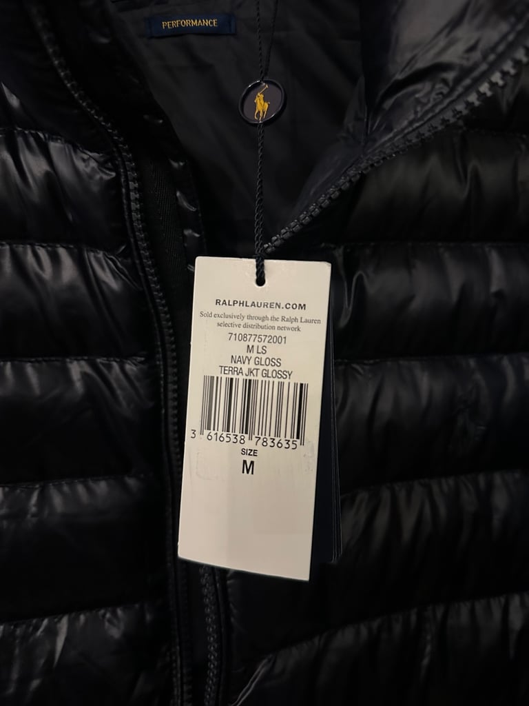 Polo Ralph Lauren Terra Glossy Insulated Bomber Jacket Navy Size M