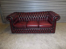 Oxblood Chesterfield Leather Sofa and Chairs