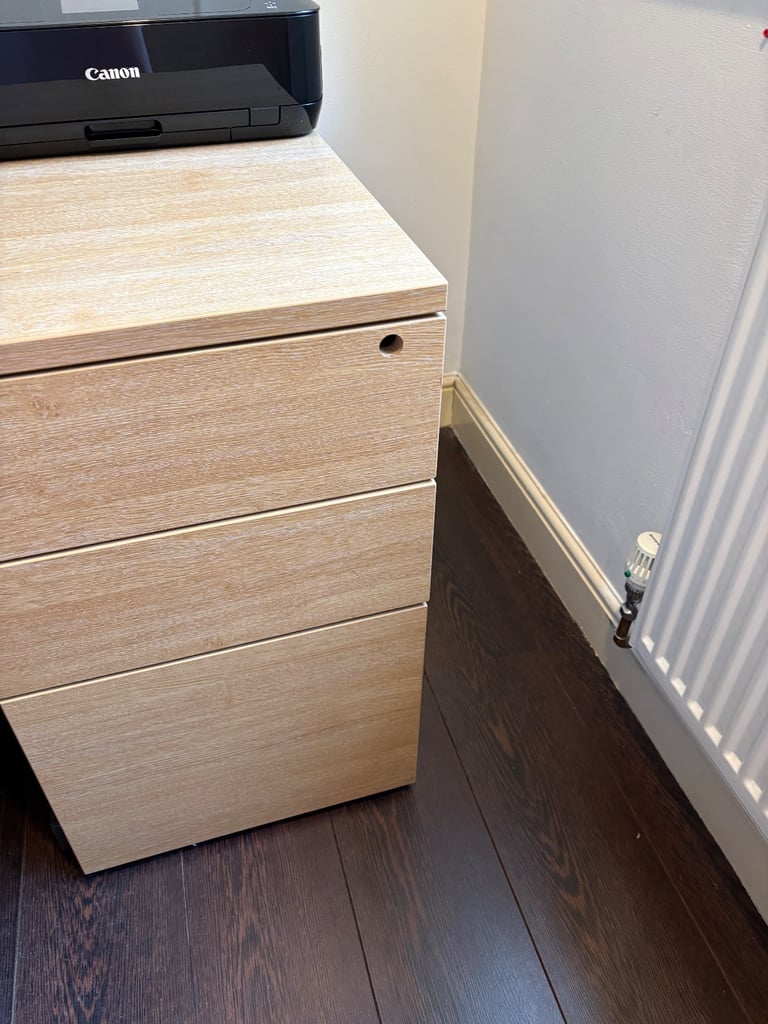 Office desk, side drawers and storage unit
