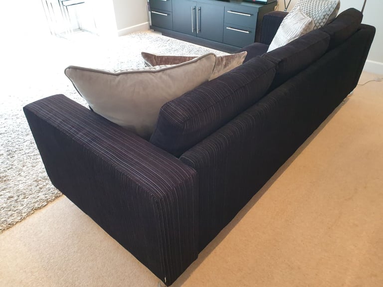Contemporary 3 seater settees, two