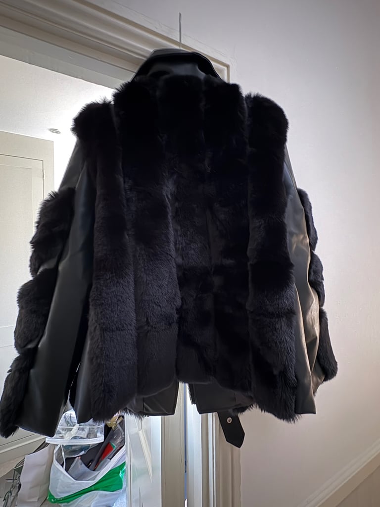 Brand new women’s biker style jacket with premium faux fur 