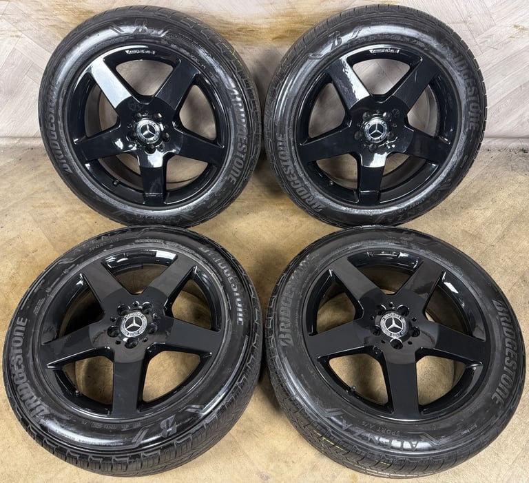 19'' GENUINE MERCEDES AMG 5 SPOKE ML GLE BLACK ALLOY WHEELS ALLOYS TYRES A166