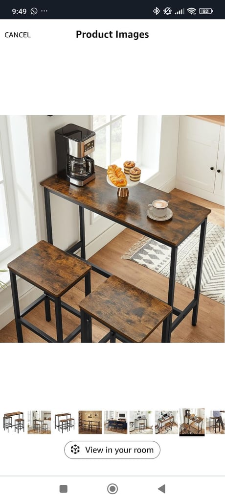 Brand new vintage style Dining Table Set, Bar Table and Stools