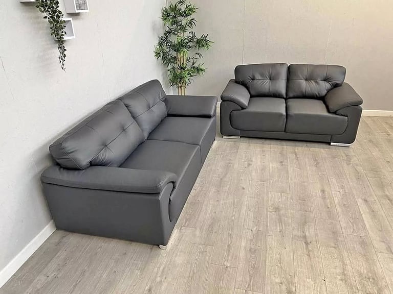 Kansas leather 3x2 seater high back sofa 