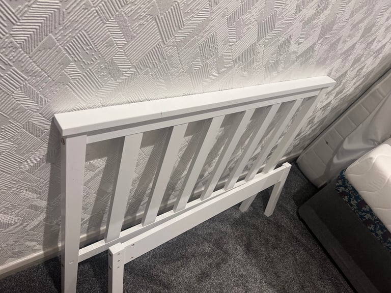 image for White single bed and mattress 