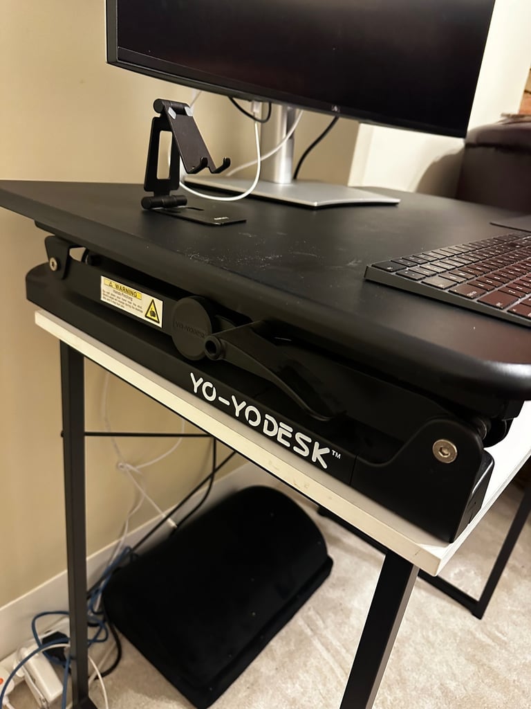 White Desk + Yo Yo Standing Desk