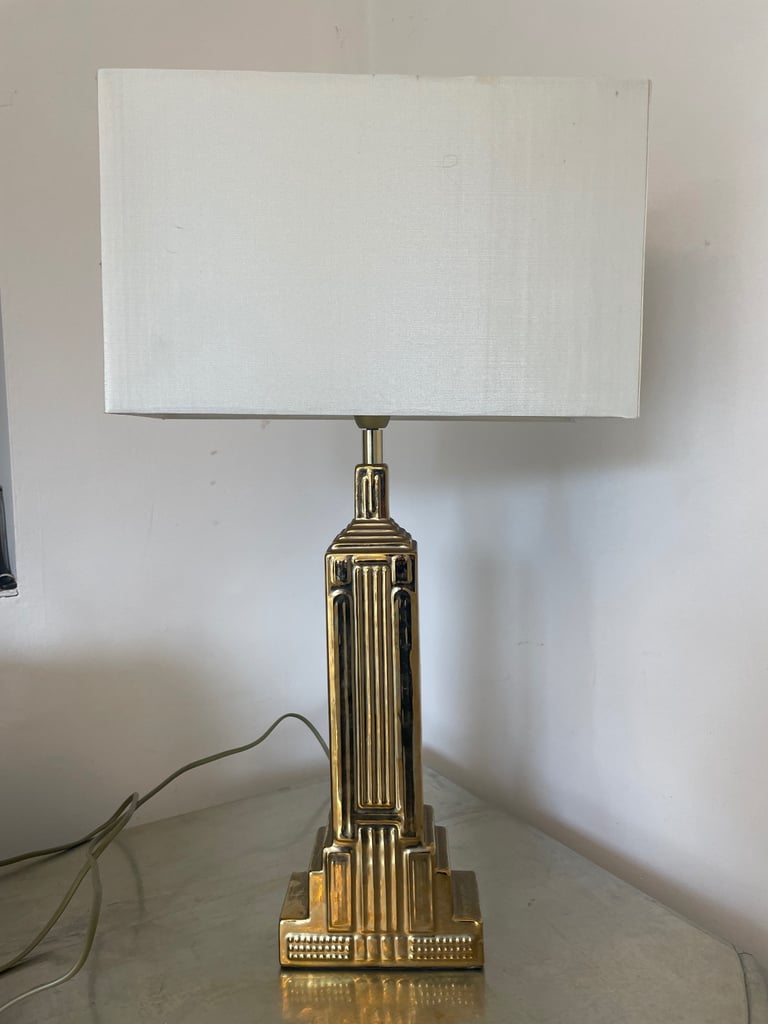 Art Deco gold table lamp and shade 