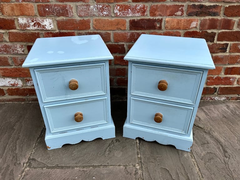 Pair of Solid Pine Bedside Tables for Upcycling Project / Painting - Good Condition 