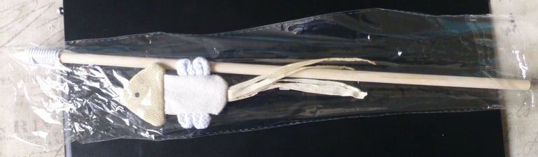 Brown & white cat/kitten toy on a stick