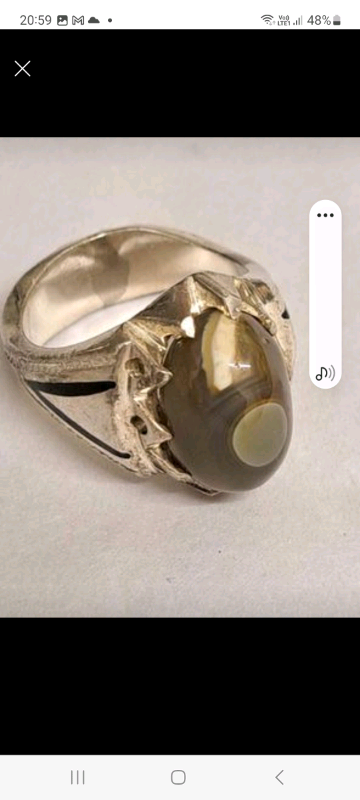 image for Solid Silver Ring With rare Stone size uk T1/2 , us 10 , Europe 62