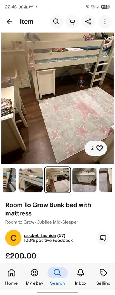 Bunk bed, desk and two chest of drawers