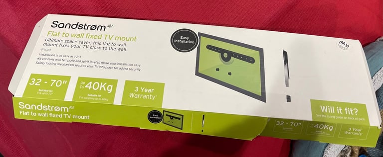 image for Sandstrom Flat to Wall Fixed TV Mount For 32-70” TV