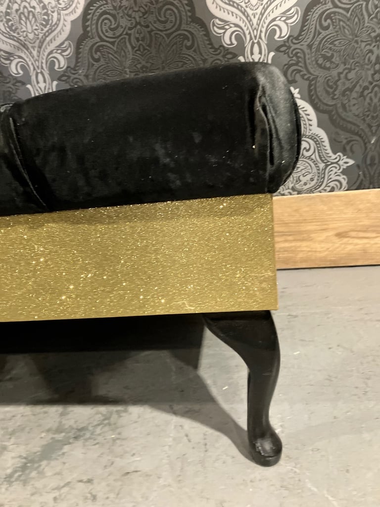 HUGE Immaculate Queen Anne Buffet Footstool Black and Gold - Delivery