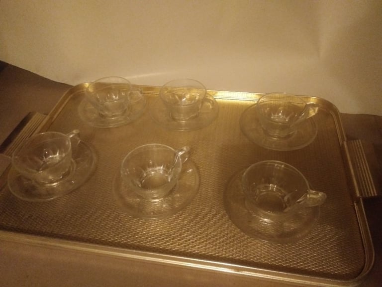 image for Glass Coffee Cups and Saucers