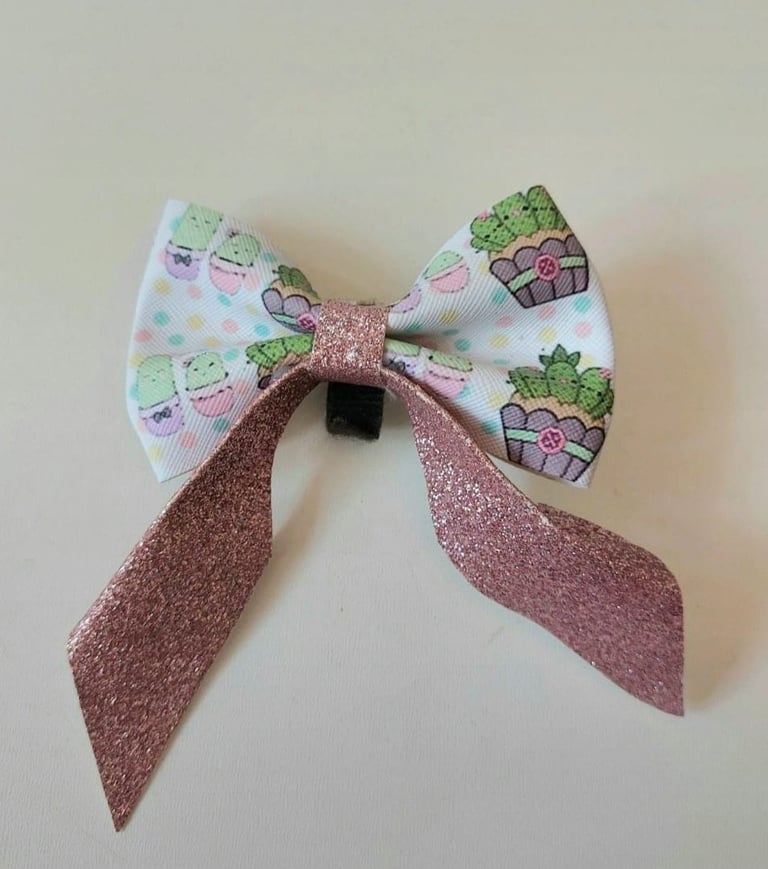 Dog pink & multi-coloured Bow tie. Pet accessories for dogs collar or harness.