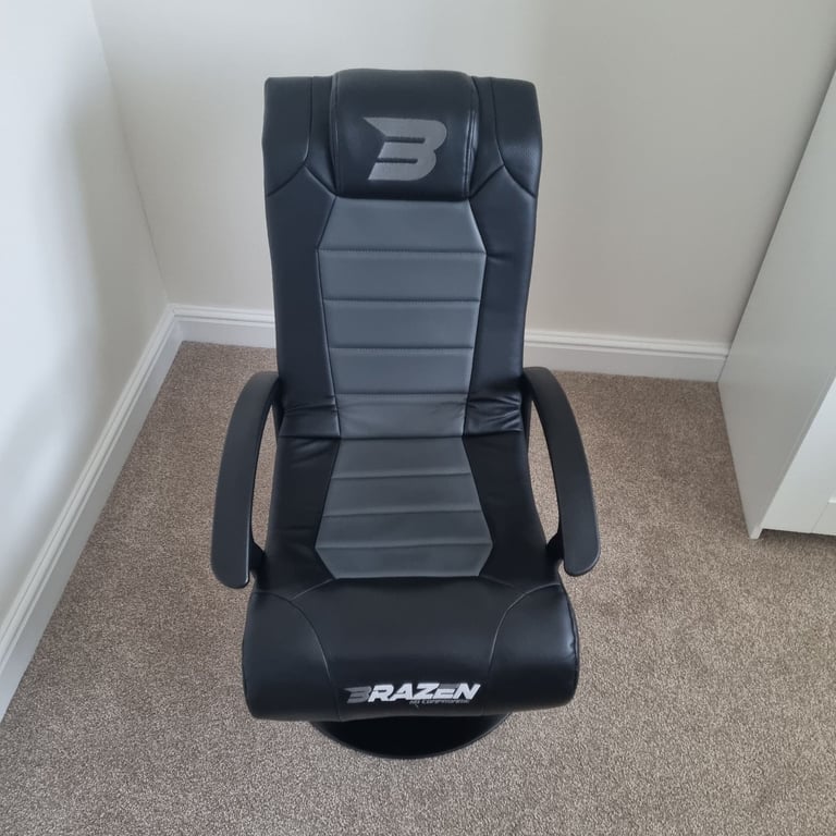image for BraZen Fusion 2.1 Bluetooth Surround Sound Gaming Chair Grey + BraZen PRO Analogue Converter kit