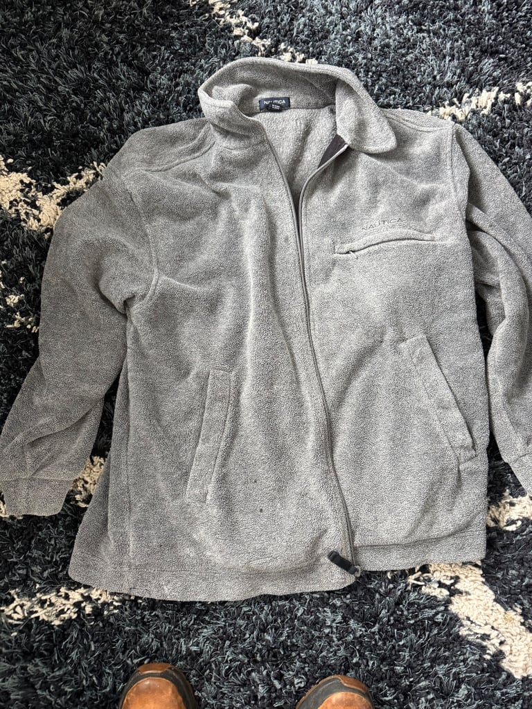 image for Mens Zip Up Fleece Gray And Black Nautica  Size Large