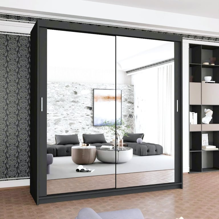 👍MEGA SALE👍 Brand New Chicago Milan 2 to 3 Doors Sliding Wardrobe with Full Mirrors Matte